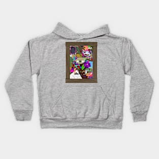 Chaos collage random objects trippy Kids Hoodie